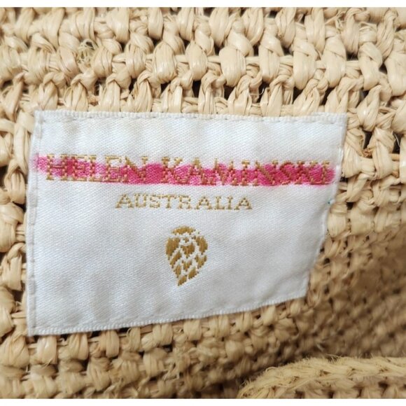 Helen Kaminski Raffia Weave Beige Tote Bag Leather Straps - Picture 9 of 16